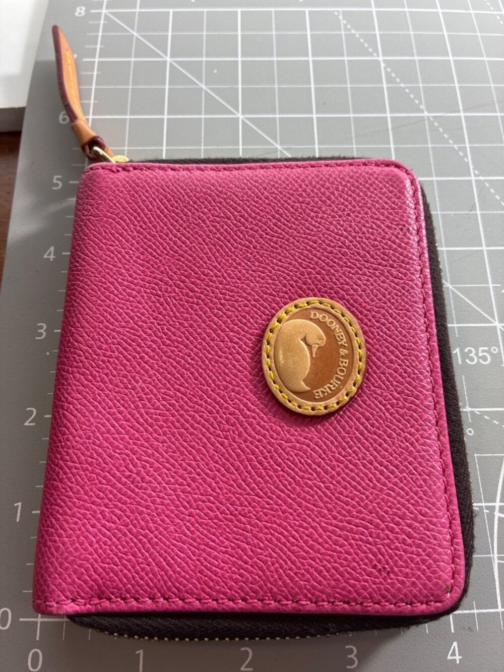 Dooney & Bourke Pink Zip Around Wallet Leather Compact Coin Purse Saffiano - Picture 8 of 8